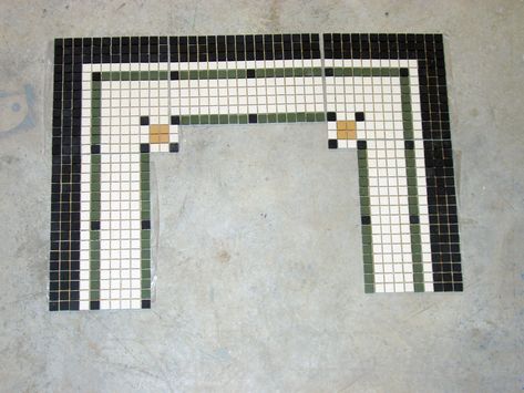 Historic Tile, Square Border, Foyer Flooring, Entry Tile, Loft Plan, Penny Tile, Mosaic Floor Tile, Retro Bathrooms, Mosaic Floor