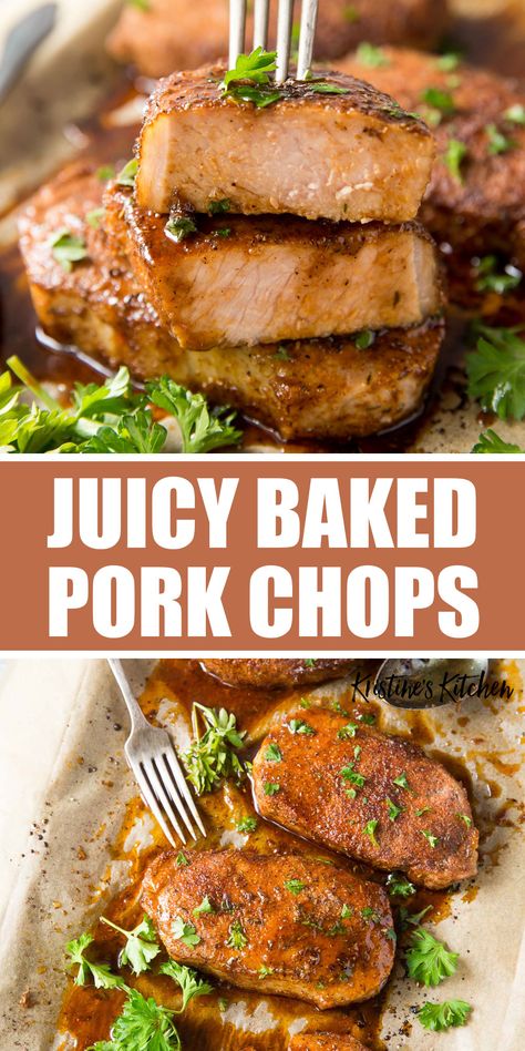 Baked Pork Chop Recipes, Juicy Baked Pork Chops, Baked Boneless Pork Chop Recipes, Best Baked Pork Chops, Baked Boneless Pork Chops, Pork Cutlet Recipes, Healthy Pork Chops, Healthy Pork Chop Recipes, Boneless Pork Chop Recipes