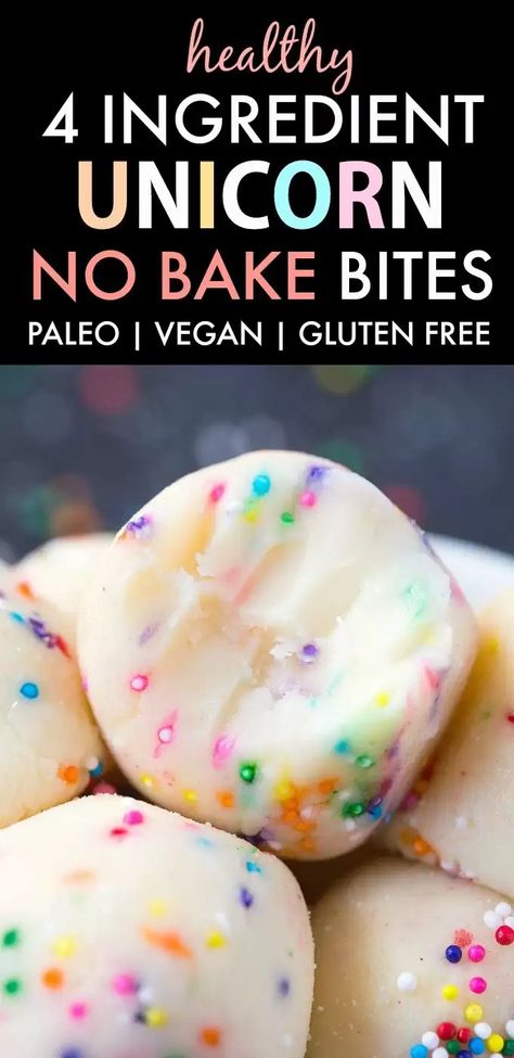 No Bake Bites, Unicorn Frappuccino, Healthy No Bake, Diy Easy Recipes, Healthy Paleo Recipes, Paleo Recipe, Paleo Vegan, 4 Ingredient, Vegan Sweets