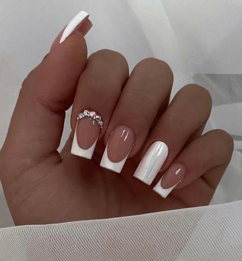 Nokti Za Maturu, Francia Nails, White Elegant Nails, Almond Acrylic Nails Designs, Gel Toe Nails, Cute Short Nails, Gel Nail Art Designs, Lavender Nails, Christmas Gel Nails