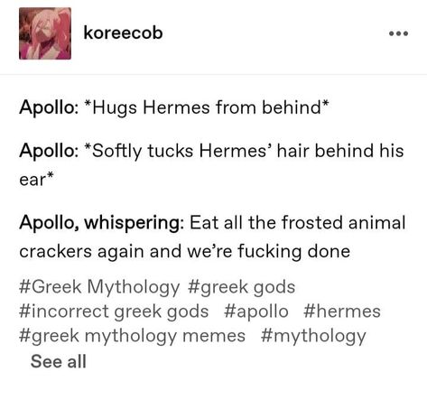 Apollo And Hermes Memes, Hermes X Apollo, Apollo X Hermes, Apollo And Hermes, Hermes And Apollo, Mythology Humor, Historical Humor, Greek Memes, Epic The Musical