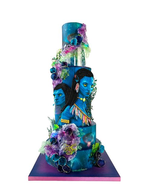 Avatar cake Avatar Cake Ideas, Avatar Cake, Avatar Birthday, Avatar Party, Painting Cake, Gravity Cake, Baking Art, Couture Cakes, Themed Wedding Cakes