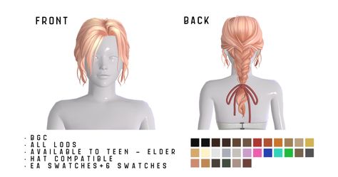 Low Braid Ponytail, Low Braid, Sims4 Custom Content, Hair Tumblr, Braid Ponytail, Tumblr Hair, Sims Hair, Sims 4 Cas, Braided Ponytail