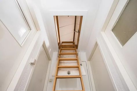 Attic Door Insulation, Attic Access Door, Concrete Refinishing, Attic Door, Loft Conversion Ideas, Small Garden Shed, Garage Pergola, Drywall Ceiling, Attic Doors