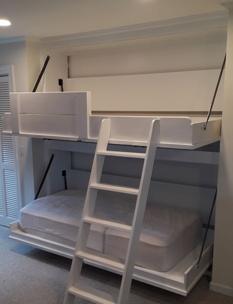 Bunk Bed Murphy Bed Diy, Murphy Bed Bunks, Bunk Wall Beds, Folding Bunk Beds Diy, Diy Fold Up Bed, Foldable Bunk Beds Small Spaces, Murphy Bed Bunk Beds, Murphy Bunk Beds Diy Plans How To Build, Murphy Bunk Bed Ideas