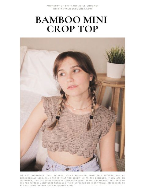 Bamboo Mini Crop Top | Download Free PDF | Crochet | Handicrafts Crochet Crop Tank, Top Over Shirt, Mini Crop Top, Wire Projects, Festival Outfit Inspiration, Crop Top Pattern, Crochet Crop Top Pattern, Treble Crochet Stitch, Rainbow Crochet