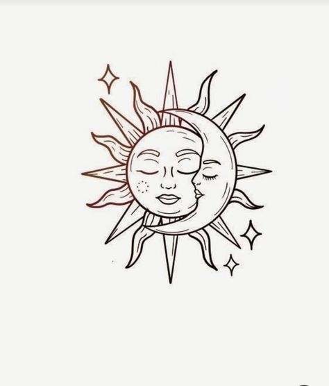 Moon And Sun Kissing Tattoo, Tattoo Sol E Lua, Minimal Tatoo, Sun And Moon Tattoo Design, Sun Tattoo Designs, One Word Instagram Captions, Small Rose Tattoo, Moon Tattoo Designs, Small Pretty Tattoos