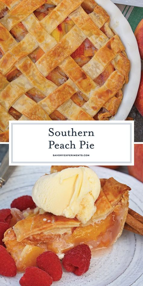 Peach Pie Recipes Easy, Best Peach Pie Recipe, Peach Pie Filling Recipes, Peaches Baked, Easy Peach Pie, Lattice Crust, Fresh Peach Recipes, Fresh Peach Pie, Peach Dessert