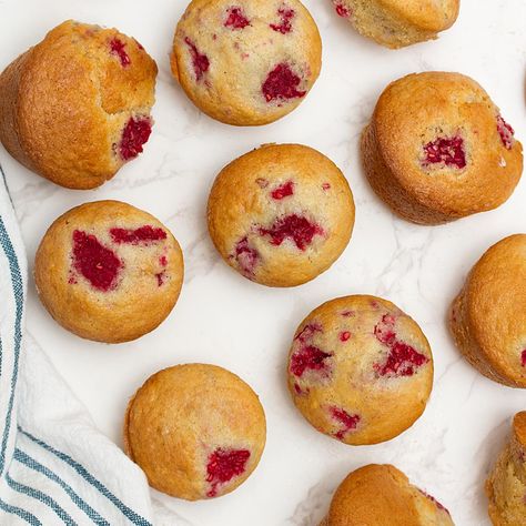 Vegan Raspberry Muffins, Muffin Vegan, Raspberry Muffin Recipes, Daycare Meals, Batch Baking, Vegan Blueberry Muffins, Dairy Free Baking, Vegan Grocery List, Small Batch Baking