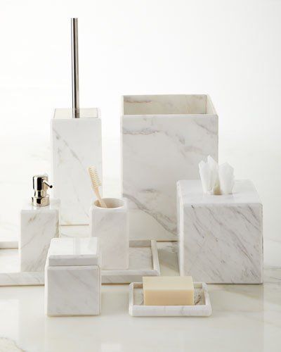 -30DH Waterworks Studio Marble Tissue Box Cover Carrara Marble Bathroom, Bathroom Vanity Accessories, Marble Bathroom Accessories, Glass Bathroom Accessories, Gray Bathroom Accessories, Linen Guest Towels, Marble Accessories, Bathroom Accessories Luxury, Wood Bath