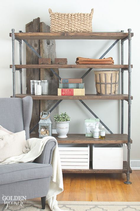 Diy Shelves Ideas, Regal Industrial, Pipe Shelving, Rustic Industrial Decor, Pipe Furniture, Modern Restaurant, Industrial Pipe, Industrial Shelving, Design Industrial