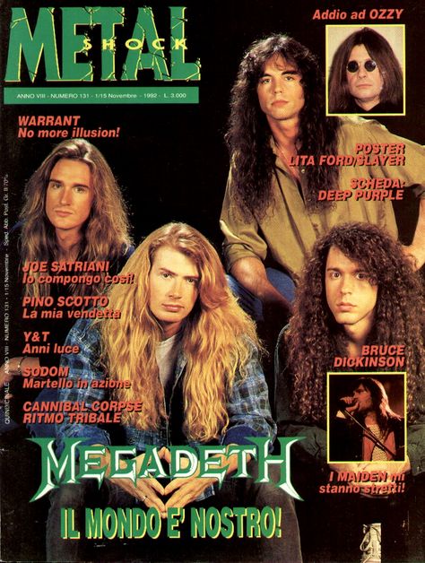 Megadeth* Nov/1992 Metal Shock magazine cover Megadeth Poster, Marty Friedman, Lita Ford, Punk Poster, Hard Rock Music, Dave Mustaine, Metal Magazine, Love Band, Musical Band