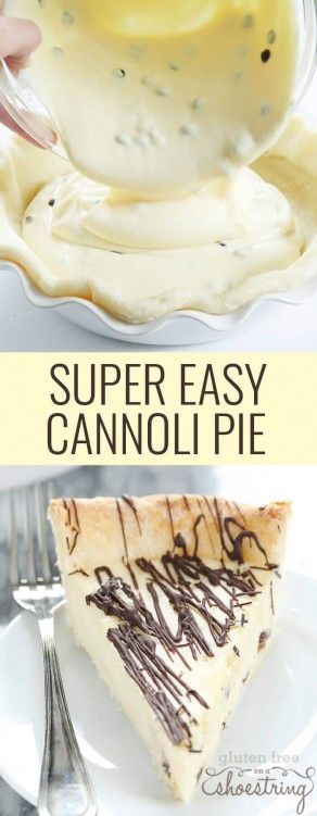 Gluten free cannoli pie has all the taste of cannoli in a super easy smooth and creamy pie. Make it with a pastry crust or cookie crust! http://glutenfreeonashoestring.com/gluten-free-cannoli-pie/ Gluten Free Cannoli, Cannoli Pie, Creamy Pie, Best Pie, Pastry Crust, Gf Desserts, Cookie Crust, Think Food, Pie Dessert