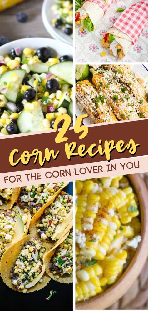 Fun, tasty, and easy corn recipes! You can find everything you'll like including your favorite Mexican corn recipes, creamy sweet corn recipes, fresh corn on the cob recipes, and many more! Try these healthy corn recipes! Save this to your Drool Worthy Recipes board! Healthy Corn Recipes, Recipes Using Corn, Corn On The Cob Recipes, Creamy Sweet Corn, Cob Recipes, Easy Corn Recipes, Mexican Corn Recipes, Fresh Corn On The Cob, Fresh Corn Recipes