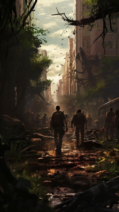 Zombie Apocalypse Wallpaper Phone, Distopian Backgrounds, Apocolypse Aethstetic, The Last Of Us City, Dystopian Wallpaper, Apocalyptic Wallpaper, Run Down City, Futuristic Dystopian Aesthetic, End Of The World Art