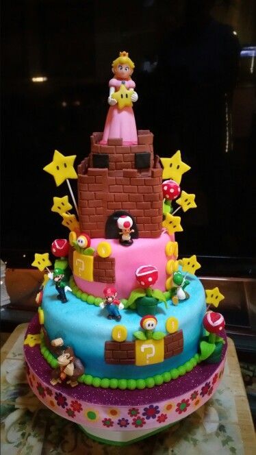 Princess Peach Cake, Peach Mario Bros, Princess Peach Party, Mario Birthday Cake, Mario Bros Cake, Peach Birthday, Super Mario Cake, Super Mario Bros Birthday Party, Mario And Princess Peach