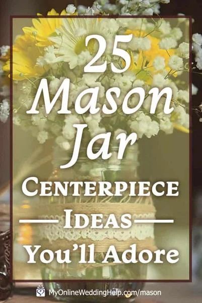 Mason jars are iconic for rustic weddings or country farmhouse decor. Get inspired by these unique centerpiece decorations. See them all on the MyOnlineWeddingHelp.com blog. Lights In A Jar Decor, Retirement Party Centerpieces Ideas, Retirement Table Centerpieces, Easy Diy Centerpieces Wedding, Jar Decorating Ideas Diy, Picture Centerpiece Ideas, Centerpieces For Banquet, Retirement Centerpiece Ideas, Banquet Centerpiece Ideas