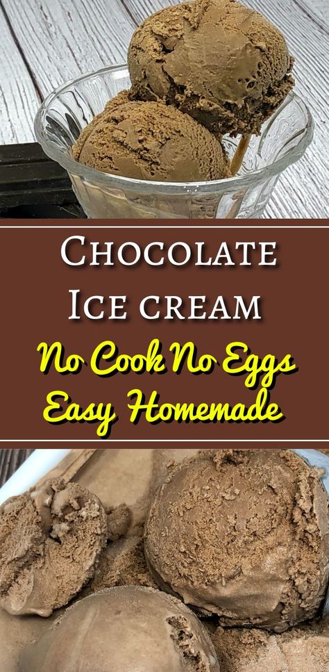 Pampered Chef Ice Cream Maker Recipes, Ice Cream Without Eggs, Easy Homemade Chocolate Ice Cream, Cuisinart Ice Cream Recipes, Cooking Deserts, No Egg Ice Cream Recipe, Kitchen Aid Ice Cream Recipes, Kitchen Aid Ice Cream, Homemade Chocolate Ice Cream