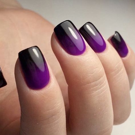 Black And Lilac Nails, Black And Purple Nails, Black Ombre Nails, Purple Ombre Nails, Ombre Acrylic, Business Nails, Lilac Nails, Pretty Nail Colors, Nails Yellow