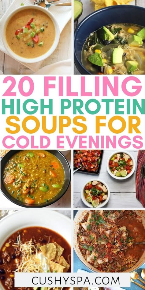 Try these high protein soup recipes and fill up your evenings with healthy dinners that you will love. These simple healthy recipes are delicious and nutritious thus great to eat as a high protein dinner. High Protein Soup Recipes, High Protein Soups, High Protein Soup, Protein Soup Recipes, Protein Soup, Stay Full Longer, Easy Protein Meals, Protein Soups, Crockpot Soups