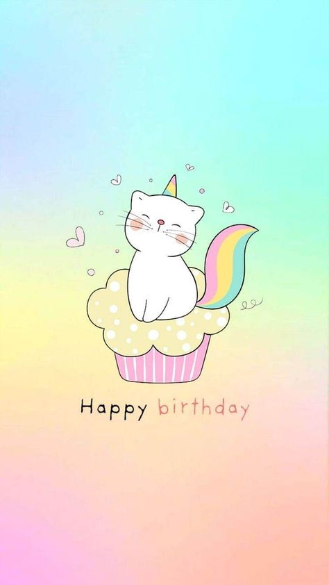 Happy Birthday Drawings, Peanuts Birthday, Unicorn Life, Happy Birthday Kids, Kitten Stickers, Cute Cat Illustration, Unicorn Card, Unicorn Crafts, Happy Birthday Wishes Quotes