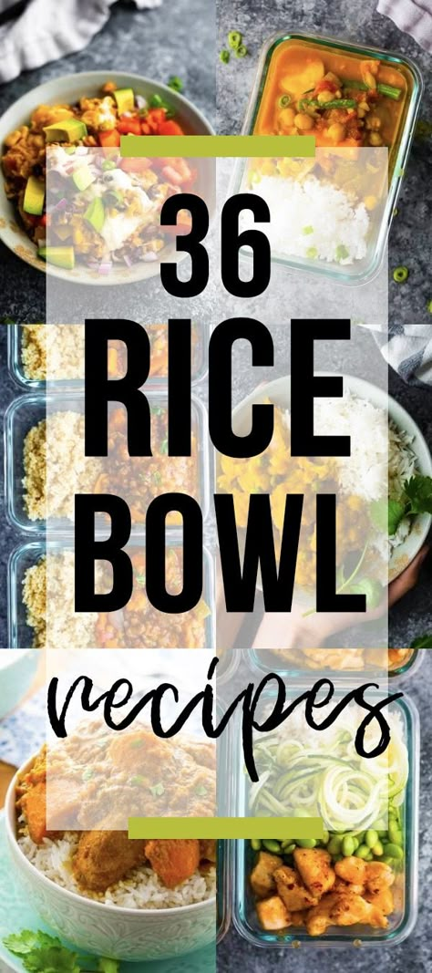 Sharing 36 delicious rice bowl recipes that you can meal prep. These recipes are perfect for an office lunch or re-heatable dinner. Many of them are even freezer-friendly! #sweetpeasandsaffron #ricebowls #mealprep Beef Rice Bowl Recipe, Rice Bowl Recipes, Perfect Baked Chicken Breast, Veggie Rice Bowl, Rice Bowl Recipe, Delicious Rice, Chicken Rice Bowls, Rice Bowls Recipes, Lunch Bowl