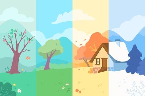 Seasons Illustration, Simple Sketch, 3d Hand, Four Elements, Psd Icon, Landscape Illustration, Vector Hand, App Icon Design, Psd Files