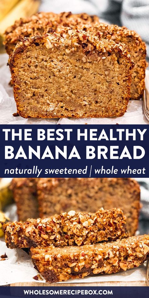 Whole Wheat Honey Banana Bread, Banana Bread Using Whole Wheat Flour, Banana Bread Recipe With Whole Wheat Flour, Healthy Whole Wheat Banana Bread, Whole Grain Banana Bread, Whole Food Banana Bread, Naturally Sweetened Banana Bread, Healthy Simple Banana Bread, Healthiest Banana Bread