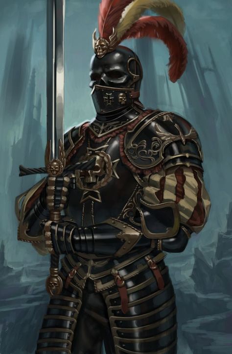 Black Guard of Morr, Riccardo Moscatello on ArtStation at https://www.artstation.com/artwork/kB9zA Warhammer Empire, Warhammer Fantasy Roleplay, Vampire Counts, Fantasy Battle, 다크 판타지, Warhammer Art, Knight Armor, Fantasy Armor, Blackest Knight