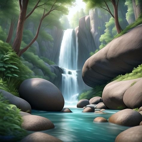 Waterfall picture (cartoon style) Picture Cartoon, Waterfall Pictures, Cartoon Style, Cartoon Styles, Beauty Book, Art Collection, Bathing Beauties, Digital Prints, Film