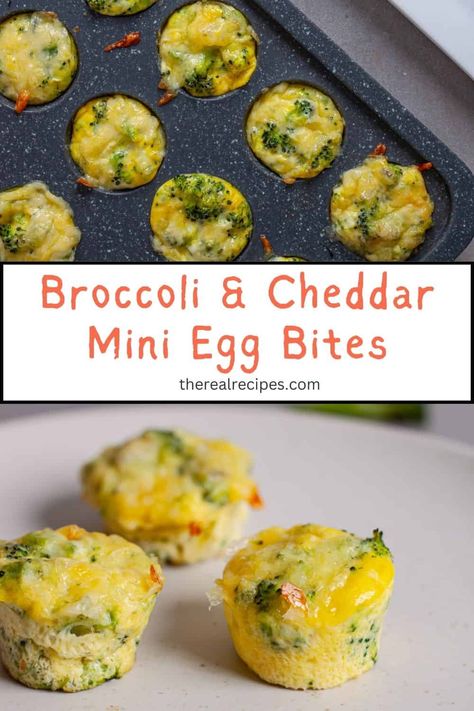 This grab-and-go recipe for Mini Egg Bites with Broccoli and Cheddar is perfect if you find yourself constantly short on time for breakfast. They are a simple vegetable-packed breakfast that is perfect for meal prep. Brocolli Egg Bites, Broccoli Cheddar Egg Bites, Toddler Egg Bites, Broccoli Egg Bites, Mini Egg Bites, Broccoli And Cheddar, Packed Breakfast, Egg Bites Recipe, Cheesy Eggs