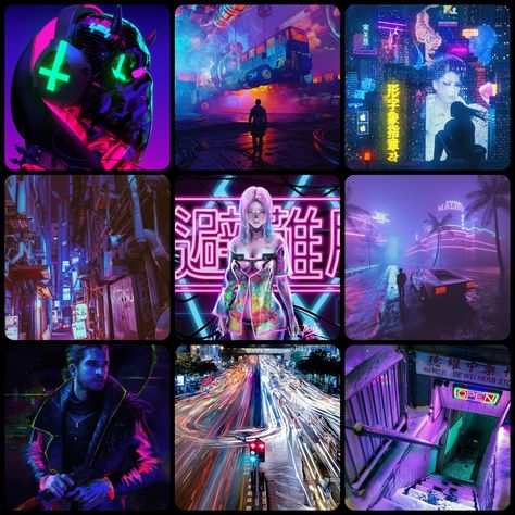 Sci Fi Instagram Feed, Cyberpunk Collage, Cyberpunk Instagram Feed, Cyberpunk Preset Lightroom, Cyberpunk Social Media Design, Cyberpunk Aesthetic, Instagram Feed Inspiration, Character Inspo, Instagram Inspiration