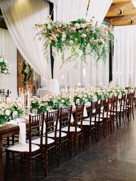 Floral Chandelier Wedding, Elegant Draperies, Head Table Wedding, Wedding Chandelier, Wedding Reception Flowers, Handsome Groom, Wedding Reception Centerpieces, Floral Chandelier, Blush Pink Weddings