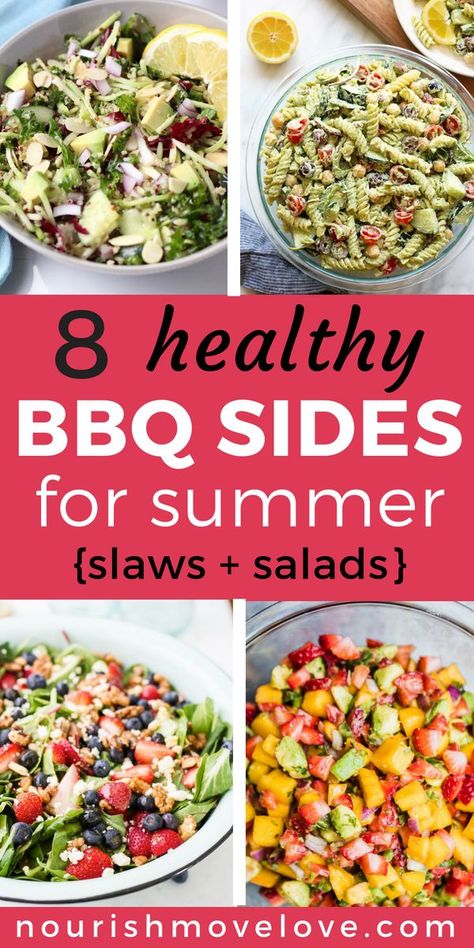 8 Healthy BBQ Sides | bbq side dishes | bbq ideas | healthy side dishes | healthy sides | healthy recipes || Nourish Move Love #sidedish #healthyfood #healthyrecipes Side Dishes Bbq, Side Dishes Healthy, Lunch Box Ideas For Adults, Bbq Healthy, Sides Healthy, Healthy Bbq, Barbecue Sides, Grilling Recipes Sides, Nourish Move Love