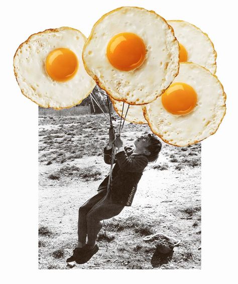 Food Collage, Richard Hamilton, Surrealist Collage, Vintage Collage Art, Surreal Collage, Flyer Ideas, Food Graphic Design, Fried Eggs, Chosen Family