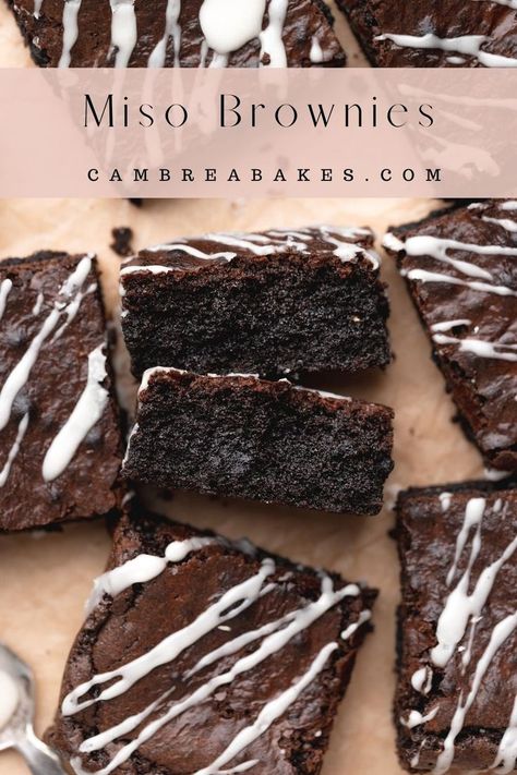 These miso brownies have perfect crinkle tops, a rich chocolatey flavor, and a mellow savory quality from white miso paste! Made in one bowl in less than 1 hour, these miso brownies are so easy to make with less than 10 ingredients. Miso Paste Recipes, Black Cocoa Powder, White Miso Paste, Miso Recipe, Savory Recipe, Black Cocoa, How To Make Brownies, Oreo Flavors, Miso Paste