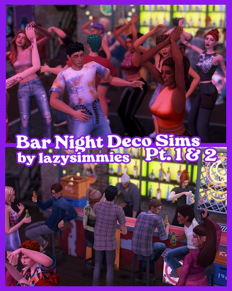 bar night deco sims pt.1 and 2 🍻 | lazysimmies Sims Collection, Deco Sims, Sims 4 Restaurant, Sims Love, Bar Night, Party Deco, Sims 4 Build, Sims 4 Houses, Sims 4 Cc Finds