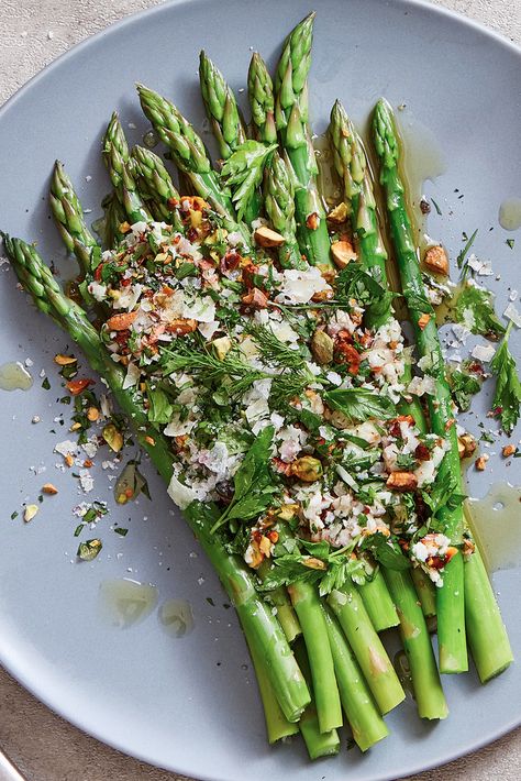 Lemony Asparagus Salad With Shaved Cheese and Nuts Recipe - NYT Cooking Salad Appetizer Cups, Steamed Asparagus, Asparagus Salad, Vegan Pesto, Nut Recipes, Nyt Cooking, Spring Salad, Roasted Asparagus, Appetizer Salads