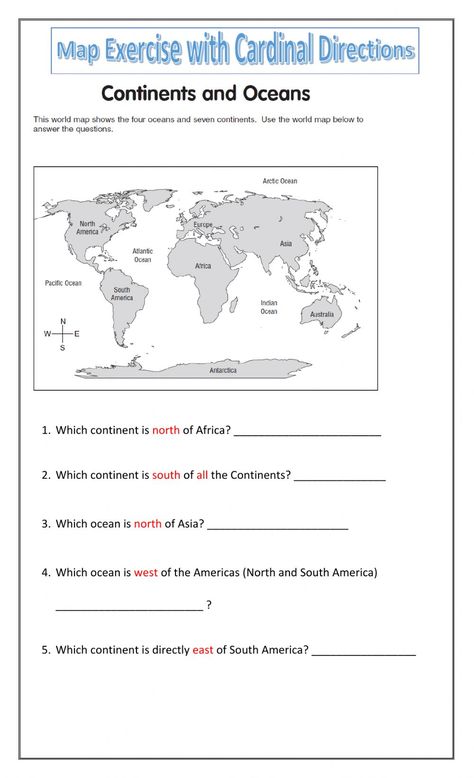 Cardinal Directions For Kids, Cardinal Directions Worksheet, Grade 2 Worksheets, 2nd Grade Social Studies, Directions Worksheet, Worksheets 2nd Grade, Compass Directions, Geography Worksheets, Social Studies Notebook