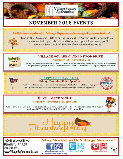 Thanksgiving Resident Event Ideas, November Events For Residents, Fall Resident Events, Apartment Events For Residents Fall, October Resident Events Ideas Apartments, November Resident Event Ideas, Apartment Community Events Fall, November Resident Events, Apartment Activities