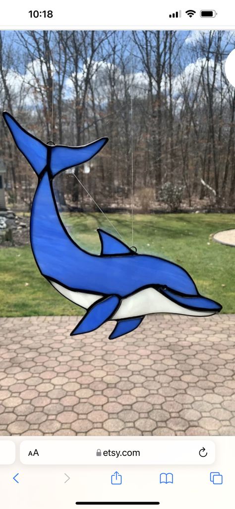 Stained Glass Dolphin, Led Light Design, Stained Glass Patterns Free, Stained Glass Paint, Stained Glass Suncatchers, Glass Fish, Stained Glass Patterns, Glass Painting, Dolphins