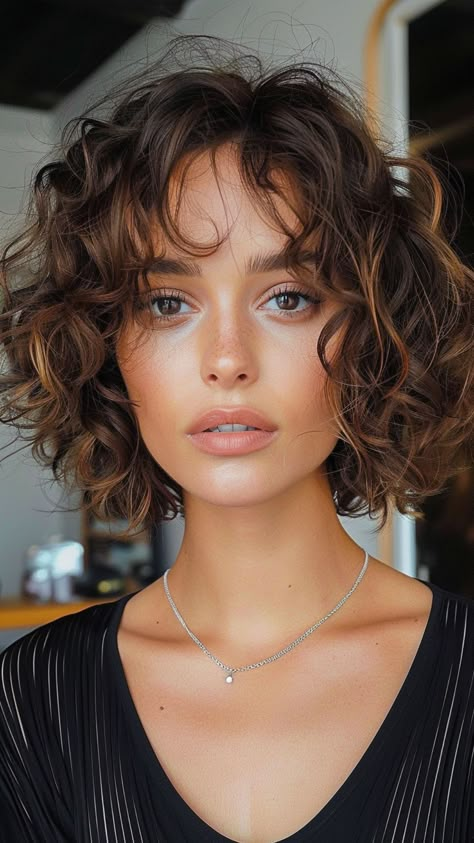 Curly Confidence: 24 Stunning Hairstyles for Round Faces Curly Bob Hairstyles Short, Bob Riccio, Bob Length, Curly Hair Trends, Lob Haircuts, Natural Curly Hair Cuts, Bob Haircut Curly, Curly Hair Photos, Classic Bob