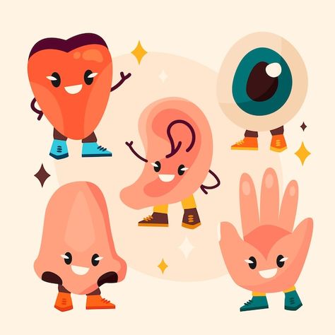 Free vector hand drawn 5 senses illustra... | Free Vector #Freepik #freevector #five-senses #senses #ear #nose 5 Senses Illustration, Senses Illustration, Ear Illustration, 5 Senses, Psd Icon, Vector Hand, Vector Photo, Graphic Resources, Hand Drawn