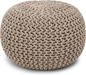 REDEARTH Round Pouf Ottoman - Hand Knitted Cable Boho Poof Home Décor Pouffe Circular Footrest for Living Room - Nursery - Bedroom - Lounge 100% Cotton (19.5"x19.5"x14") - Beige Ivory Round Pouf Ottoman, Pouf Ottoman, Luxury Store, Pharmacy Gifts, Home Decor Furniture, Cable Knit, Hand Knitting, Mood Board, Furniture Decor