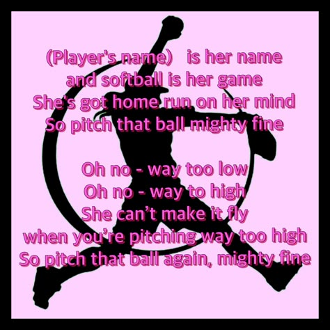 Chants For Softball, Soft Ball Chants, Softball Chants For Batters, Softball Chants For Numbers, Softball Cheers And Chants Funny, Softball Chants And Cheers, Soft Ball Chants Softball Cheers, Softball Chants For Dugout, Softball Chants For Fastpitch