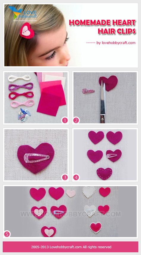 homemade-heart-hair-clips Homemade Hair Accessories, Diy Hair Clips, Glitter Bar, Hair Acessories, Homemade Hair, Hair Kids, Money Makers, Heart Hair, Clip Cards