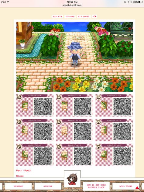 Flower brick path Fall Brick Path Animal Crossing, Animal Crossing New Leaf Paths, Anch Path Designs Brick, Acnh Rose Brick Path, Animal Crossing Codes Pathways Brick, Flower Brick Path Animal Crossing, Acnl Town Ideas, Acnl Qr Codes Paths Brick, Acnl Path Qr Codes Natural