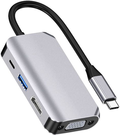 50% Discount off+10% Coupon=60% OFF After Price: £13.99 USE Code----MT2PL4K9 USB Type C Hub Multiport Adapter,4 in 1 Dongle,USB C to HDMI VGA USB3.0 PD Fast Charging,4K@30Hz HDMI,1080P@60Hz VGA,Compatible with MacBook,iPad Pro,XPS,Chromebook and Other Type C Devices Laptop Docking Stations, Dell Xps, Disco Duro, Desktop Accessories, Laptop Desktop, Docking Station, Retail Packaging, Macbook Air, Fast Charging