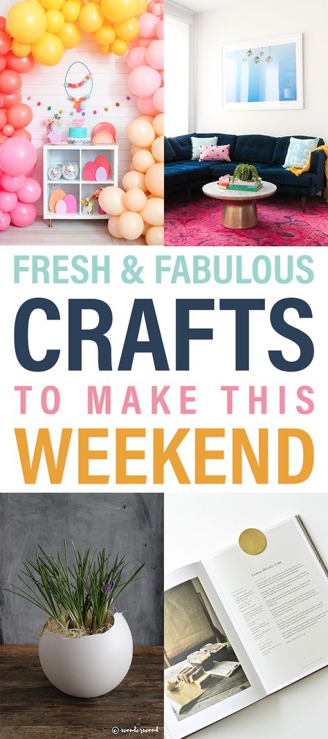 Fresh and Fabulous Crafts To Make This Weekend! Bucket Bag Diy, Essential Oils Organization, Nursery Crafts, Diy Pom Poms, Diy Plaster, Weekend Crafts, Easter Egg Wreath, Collage Diy, Cottage Market