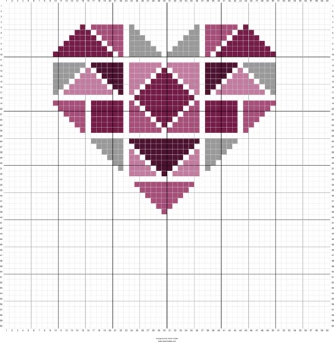 Heart Cross Stitch Pattern Free, Stitch Fiddle, Heart Cross Stitch Pattern, Heart Pixel Art, Heart Cross Stitch, Cross Stitch Pattern Maker, Cross Stitch Geometric, Cross Stitch Love, Cross Stitch Heart